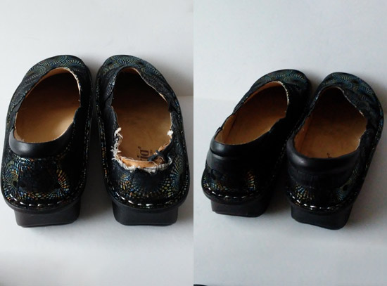 Dress Shoes Before & After Dog Chewing