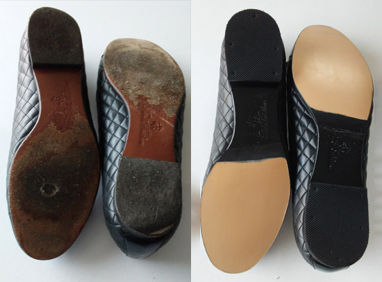 Mens Dress Shoes Repaired Soles Before & After